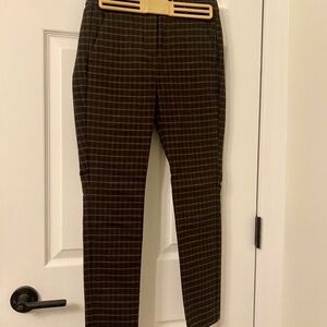 LOFT Petite Brown Plaid High Waist Slim Pants, Size 00P